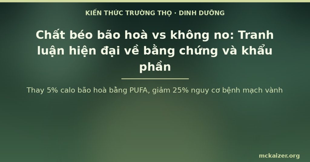 Thay 5% calo bão hoà bằng PUFA, giảm 25% nguy cơ bệnh mạch vành