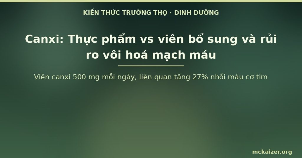 Viên canxi 500 mg mỗi ngày, liên quan tăng 27% nhồi máu cơ tim
