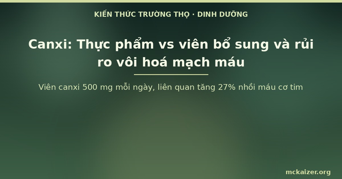 Viên canxi 500 mg mỗi ngày, liên quan tăng 27% nhồi máu cơ tim