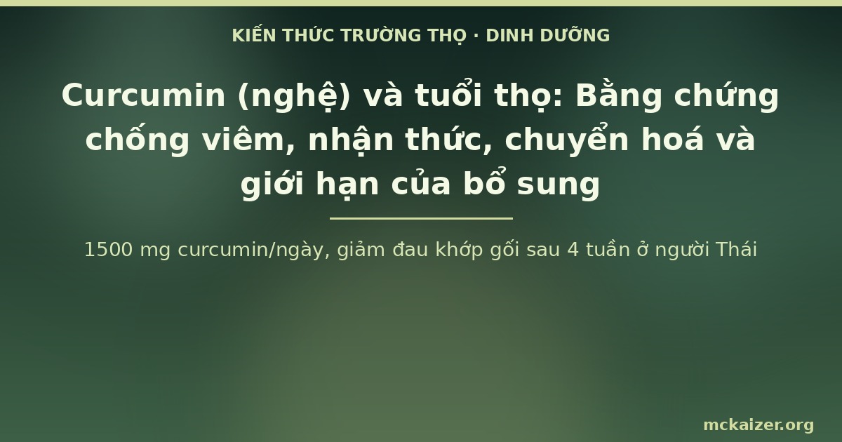 1500 mg curcumin/ngày, giảm đau khớp gối sau 4 tuần ở người Thái