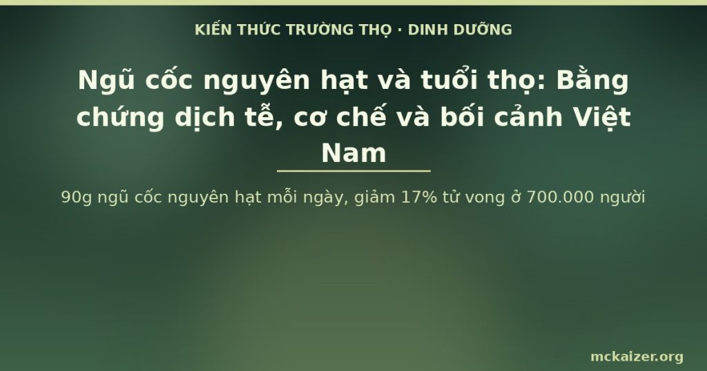 90g ngũ cốc nguyên hạt mỗi ngày, giảm 17% tử vong ở 700.000 người