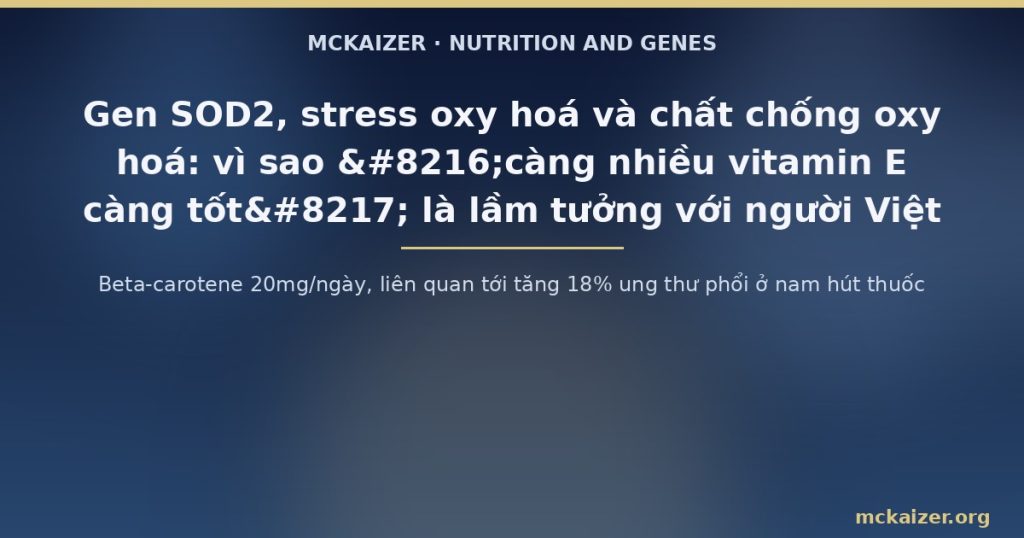 Beta-carotene 20mg/ngày, liên quan tới tăng 18% ung thư phổi ở nam hút thuốc