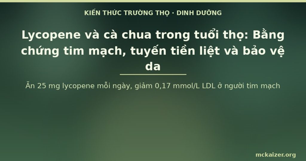 Ăn 25 mg lycopene mỗi ngày, giảm 0,17 mmol/L LDL ở người tim mạch