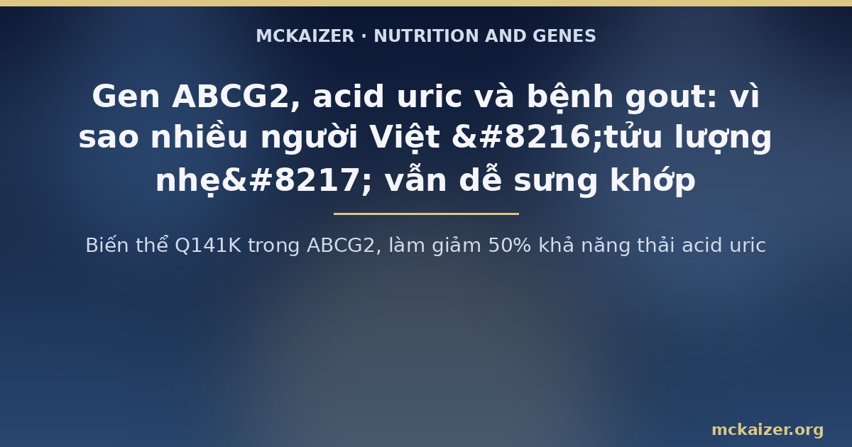 Biến thể Q141K trong ABCG2, làm giảm 50% khả năng thải acid uric