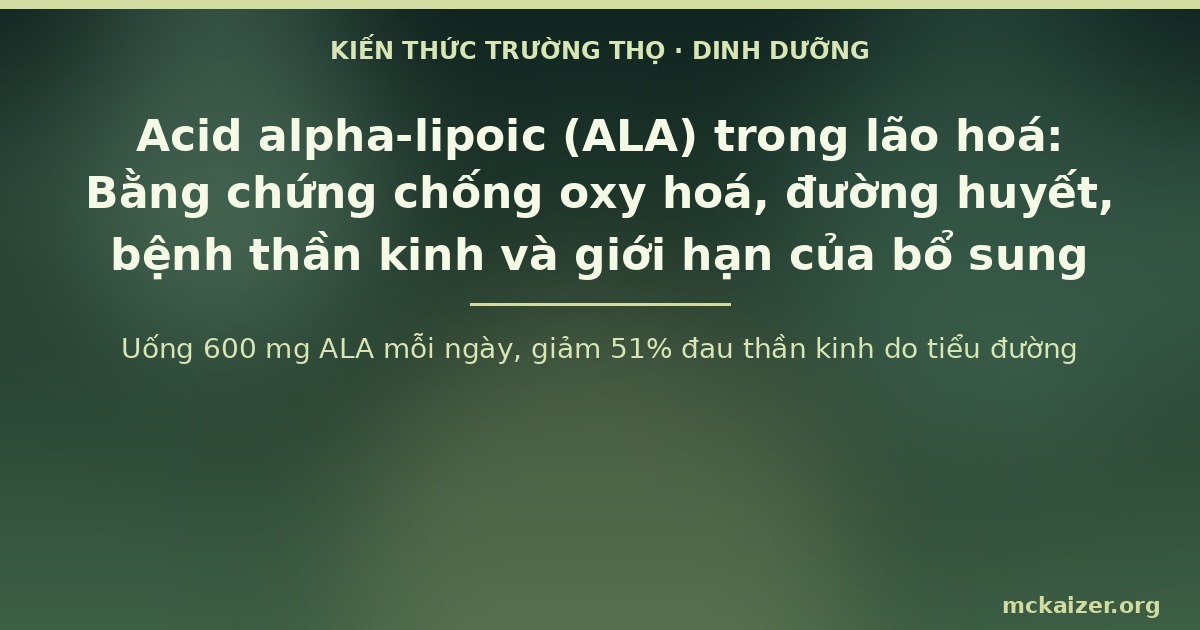Uống 600 mg ALA mỗi ngày, giảm 51% đau thần kinh do tiểu đường