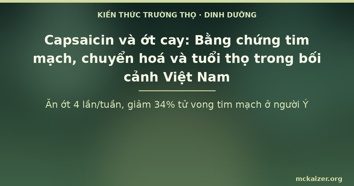 Ăn ớt 4 lần/tuần, giảm 34% tử vong tim mạch ở người Ý