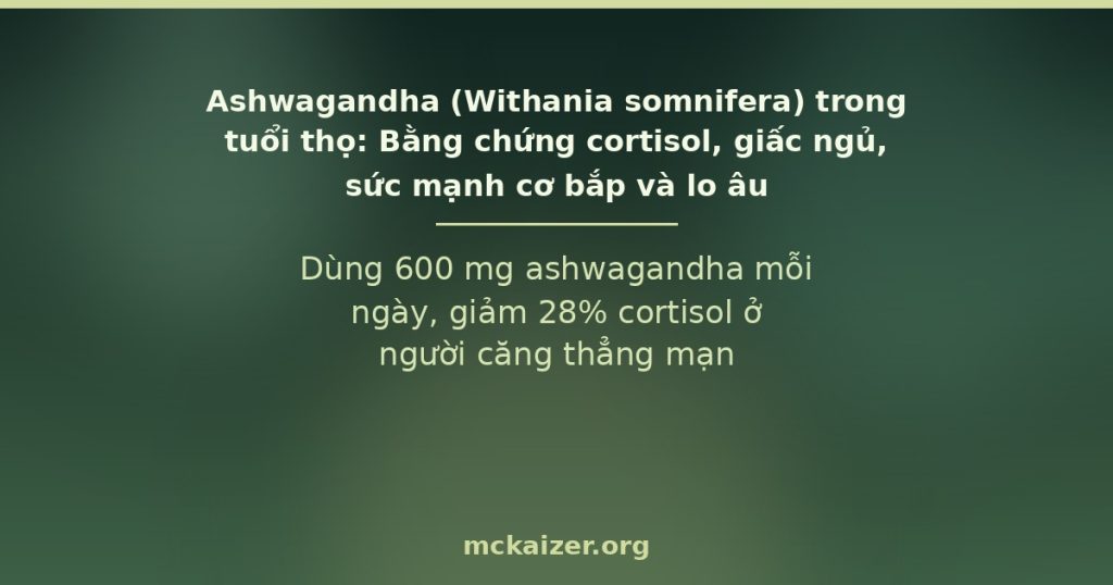 Dùng 600 mg ashwagandha mỗi ngày, giảm 28% cortisol ở người căng thẳng mạn