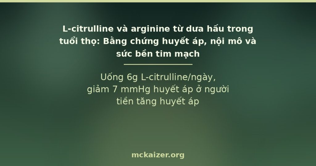 Uống 6g L-citrulline/ngày, giảm 7 mmHg huyết áp ở người tiền tăng huyết áp