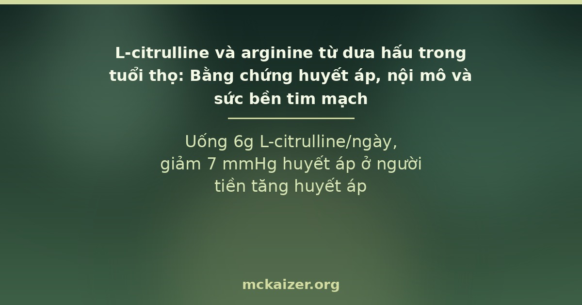 Uống 6g L-citrulline/ngày, giảm 7 mmHg huyết áp ở người tiền tăng huyết áp