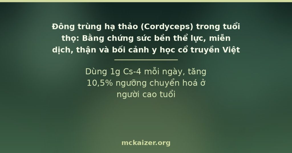 Dùng 1g Cs-4 mỗi ngày, tăng 10,5% ngưỡng chuyển hoá ở người cao tuổi