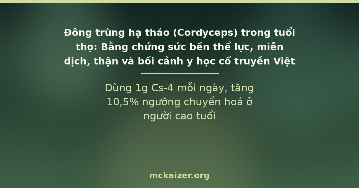 Dùng 1g Cs-4 mỗi ngày, tăng 10,5% ngưỡng chuyển hoá ở người cao tuổi