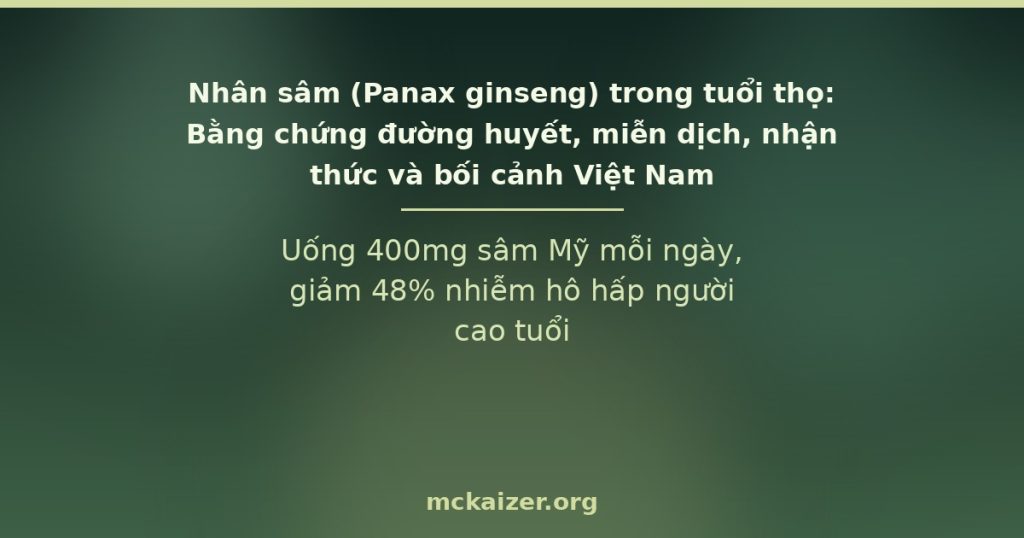 Uống 400mg sâm Mỹ mỗi ngày, giảm 48% nhiễm hô hấp người cao tuổi