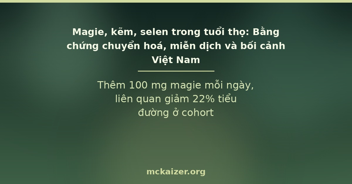 Thumbnail bài viết: Magie, kẽm, selen trong tuổi thọ: Bằng chứng chuyển hoá, miễn dịch và bối cảnh Việt Nam