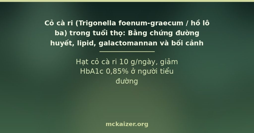 Hạt cỏ cà ri 10 g/ngày, giảm HbA1c 0,85% ở người tiểu đường