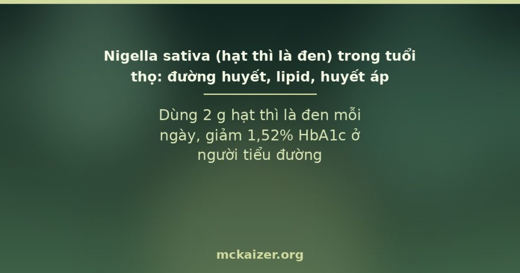 Nigella sativa (hạt thì là đen, hắc chủng thảo) trong tuổi thọ: bằng chứng đường huyết, lipid, huyết áp và thymoquinone