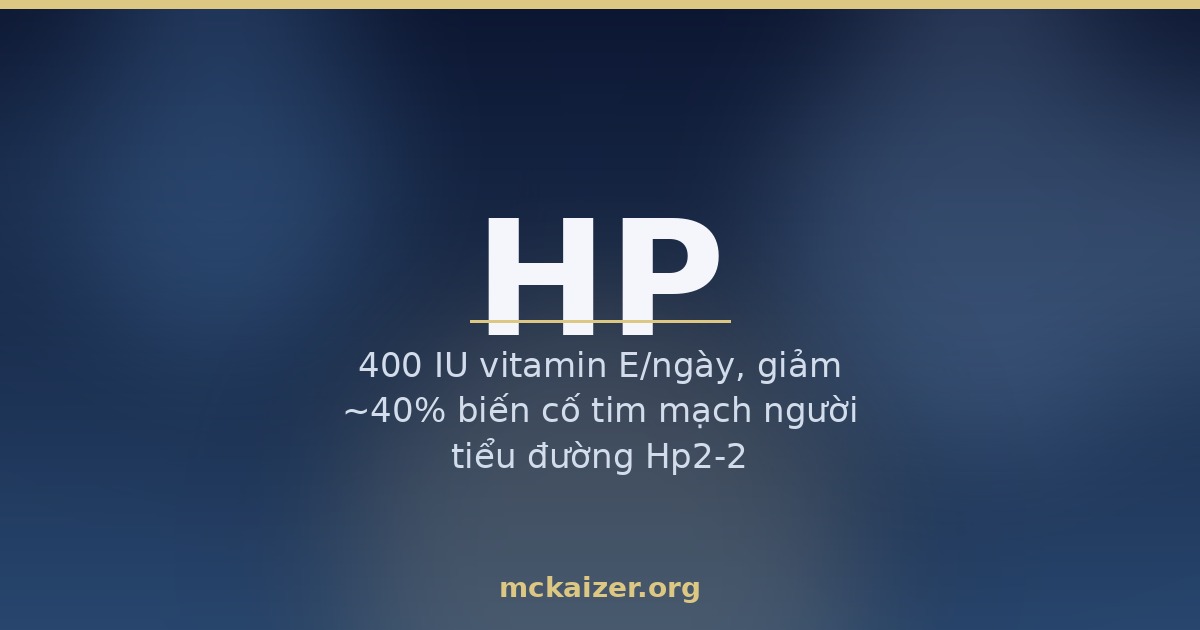 Thumbnail gen HP haptoglobin: 400 IU vitamin E/ngày, giảm ~40% biến cố tim mạch người tiểu đường Hp2-2