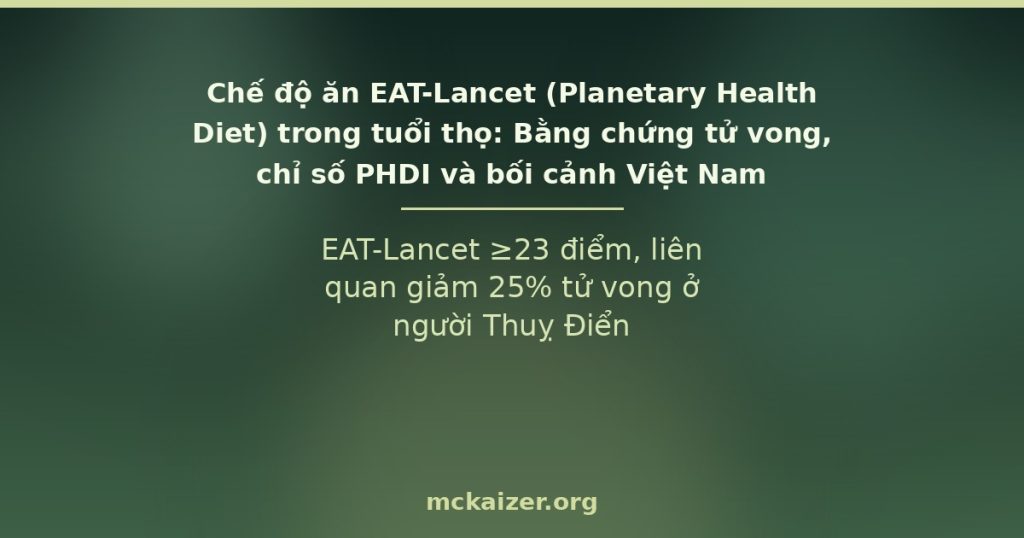 EAT-Lancet ≥23 điểm, liên quan giảm 25% tử vong ở người Thuỵ Điển
