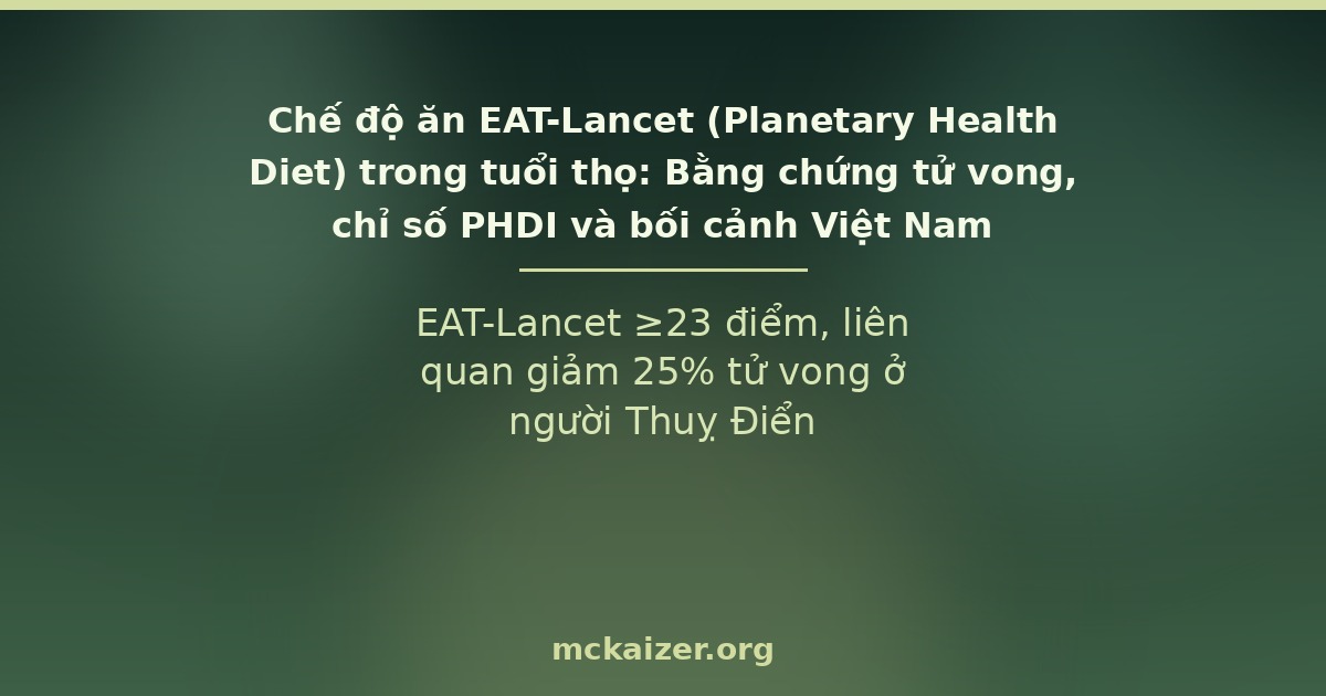 EAT-Lancet ≥23 điểm, liên quan giảm 25% tử vong ở người Thuỵ Điển