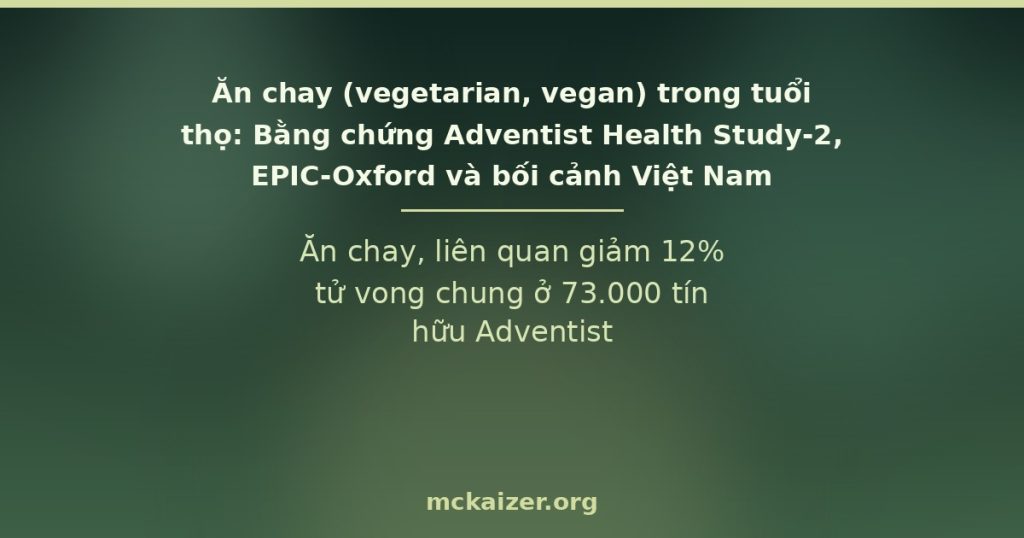 Ăn chay, liên quan giảm 12% tử vong chung ở 73.000 tín hữu Adventist
