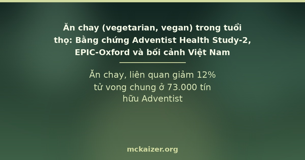 Ăn chay, liên quan giảm 12% tử vong chung ở 73.000 tín hữu Adventist
