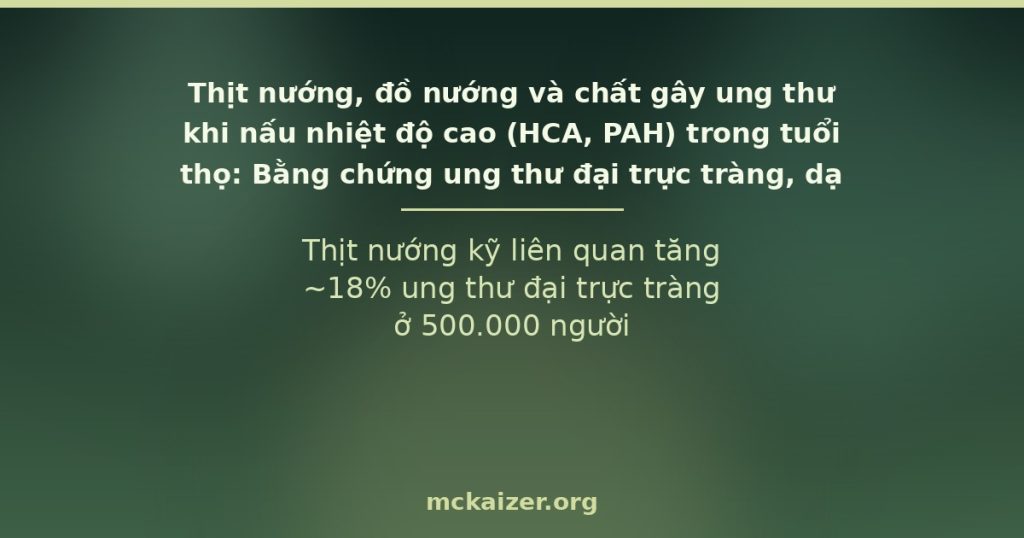 Thịt nướng kỹ liên quan tăng ~18% ung thư đại trực tràng ở 500.000 người
