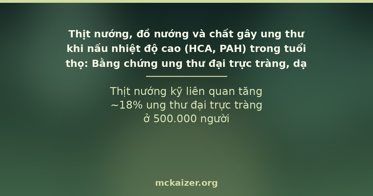 Thịt nướng kỹ liên quan tăng ~18% ung thư đại trực tràng ở 500.000 người