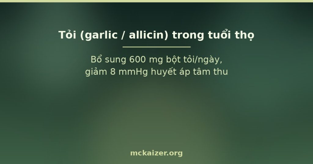 Bổ sung 600 mg bột tỏi/ngày, giảm 8 mmHg huyết áp tâm thu