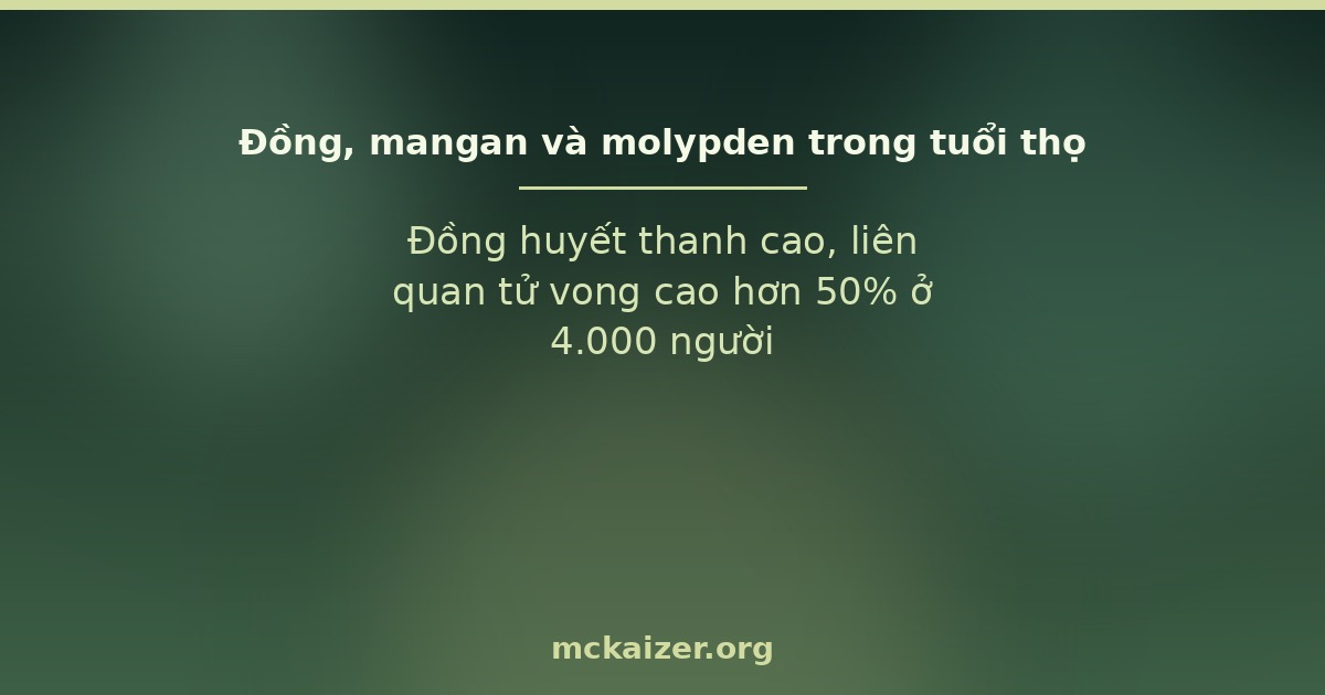 Đồng, mangan và molypden — vi khoáng vết trong tuổi thọ