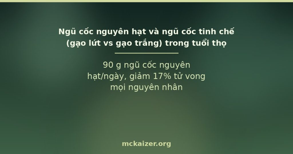 90 g ngũ cốc nguyên hạt/ngày, giảm 17% tử vong mọi nguyên nhân