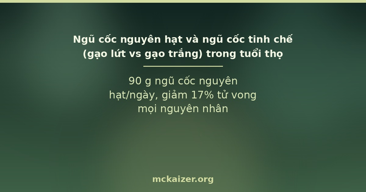 90 g ngũ cốc nguyên hạt/ngày, giảm 17% tử vong mọi nguyên nhân