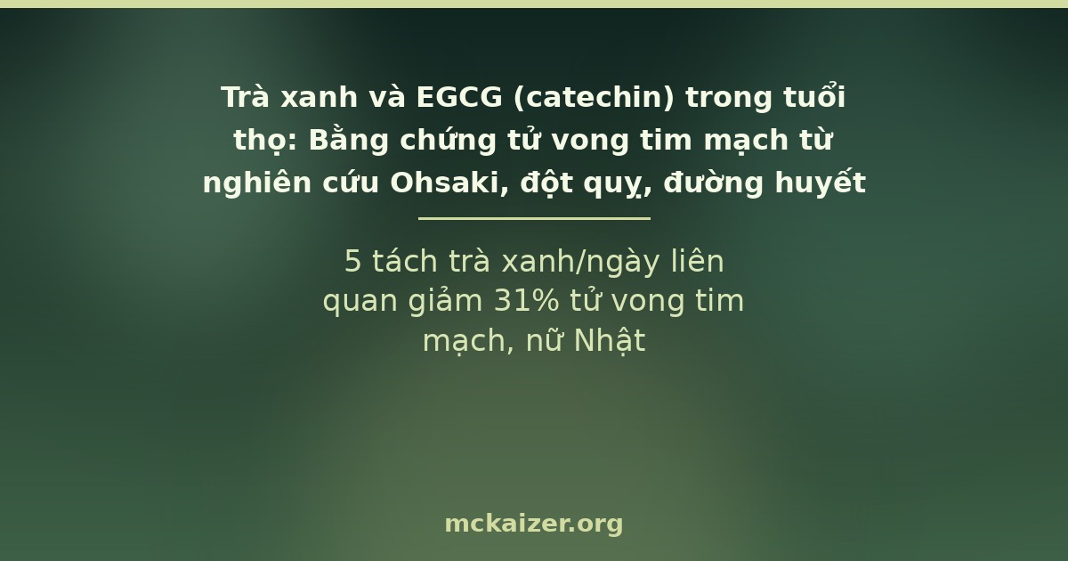 5 tách trà xanh/ngày liên quan giảm 31% tử vong tim mạch, nữ Nhật