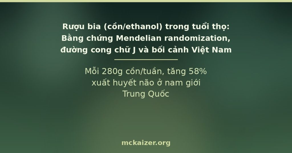 Mỗi 280g cồn/tuần, tăng 58% xuất huyết não ở nam giới Trung Quốc