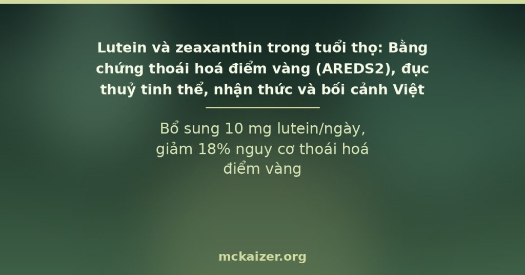 Bổ sung 10 mg lutein/ngày, giảm 18% nguy cơ thoái hoá điểm vàng