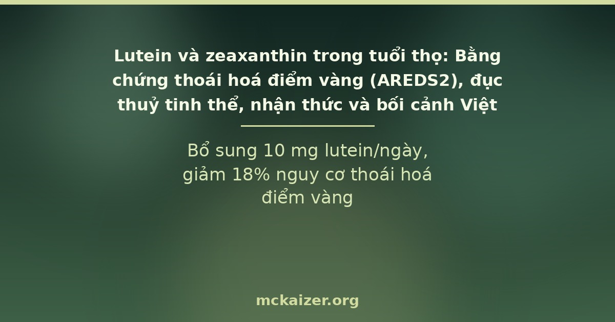 Bổ sung 10 mg lutein/ngày, giảm 18% nguy cơ thoái hoá điểm vàng