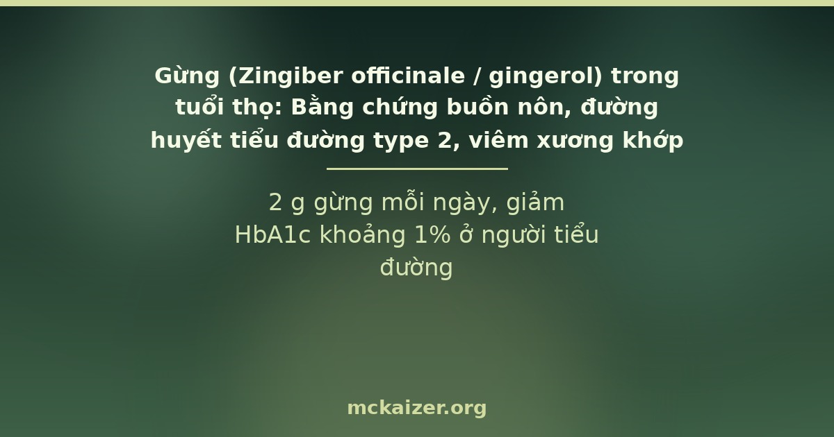 2 g gừng mỗi ngày, giảm HbA1c khoảng 1% ở người tiểu đường