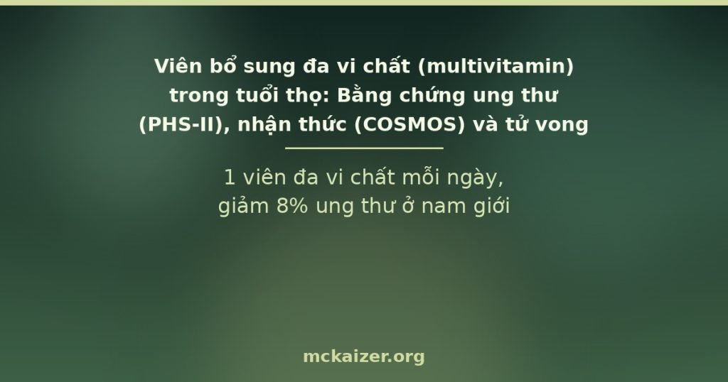 1 viên đa vi chất mỗi ngày, giảm 8% ung thư ở nam giới