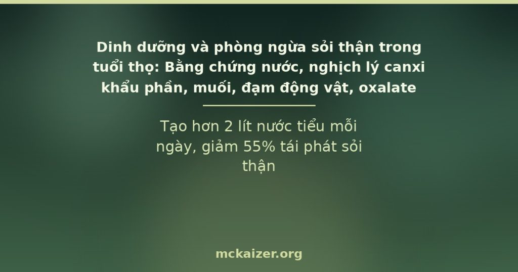 Tạo hơn 2 lít nước tiểu mỗi ngày liên quan tới giảm khoảng 55% tái phát sỏi thận
