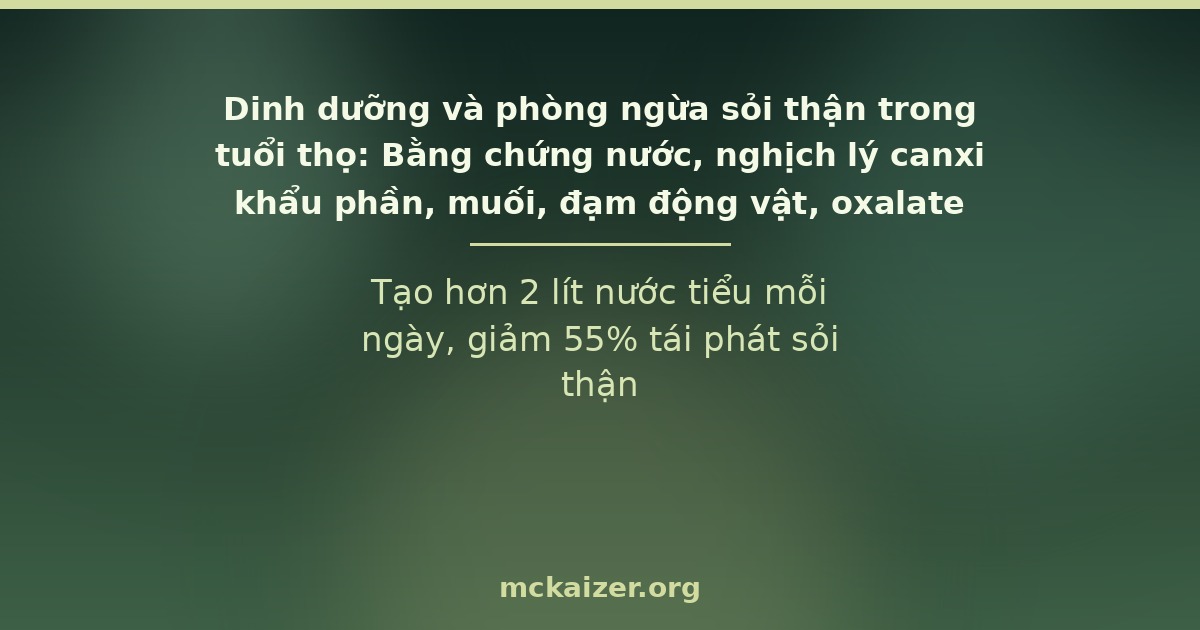 Tạo hơn 2 lít nước tiểu mỗi ngày liên quan tới giảm khoảng 55% tái phát sỏi thận
