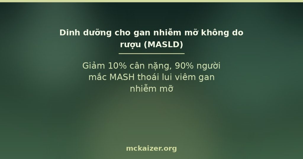 Ảnh bìa bài viết về dinh dưỡng cho gan nhiễm mỡ không do rượu (MASLD): giảm 10% cân nặng và thoái lui viêm gan nhiễm mỡ MASH