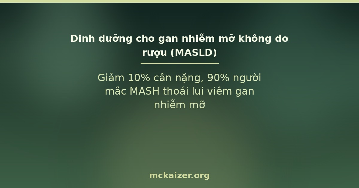 Ảnh bìa bài viết về dinh dưỡng cho gan nhiễm mỡ không do rượu (MASLD): giảm 10% cân nặng và thoái lui viêm gan nhiễm mỡ MASH
