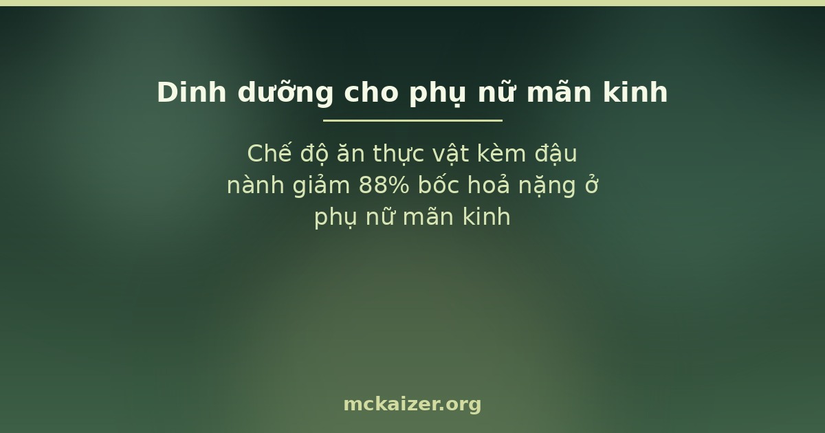 Chế độ ăn thực vật kèm đậu nành giảm 88% bốc hoả nặng ở phụ nữ mãn kinh