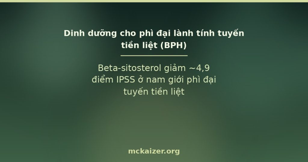 Beta-sitosterol giảm ~4,9 điểm IPSS ở nam giới phì đại tuyến tiền liệt