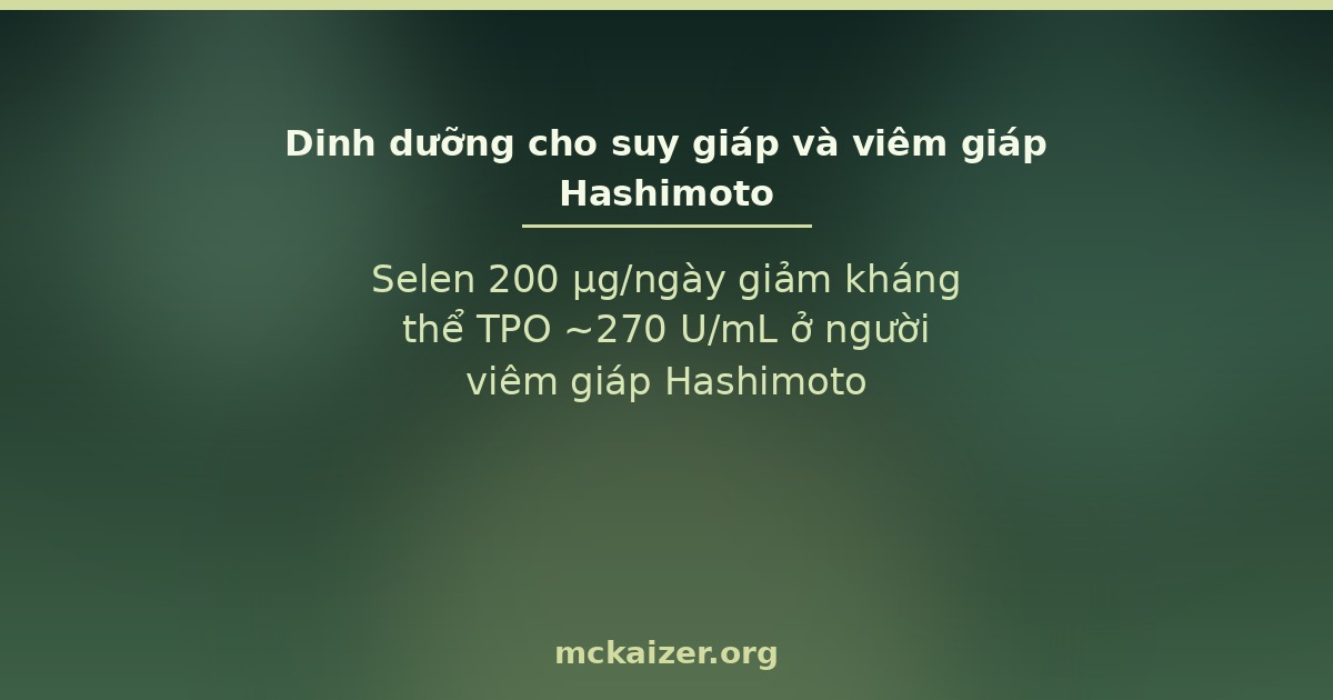 Dinh dưỡng cho suy giáp và viêm giáp Hashimoto — selen, iod, levothyroxine