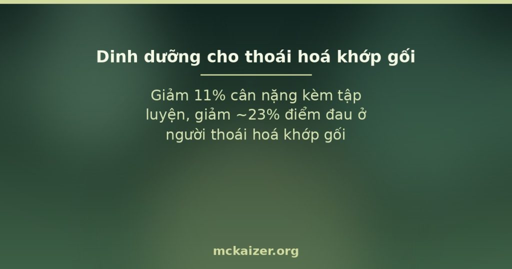 Giảm 11% cân nặng kèm tập luyện, giảm ~23% điểm đau ở người thoái hoá khớp gối