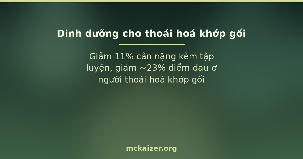 Giảm 11% cân nặng kèm tập luyện, giảm ~23% điểm đau ở người thoái hoá khớp gối