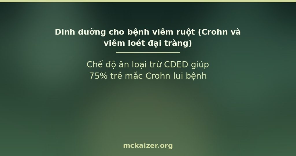 Dinh dưỡng cho bệnh viêm ruột (Crohn và viêm loét đại tràng) — Chế độ ăn loại trừ CDED giúp 75% trẻ mắc Crohn lui bệnh