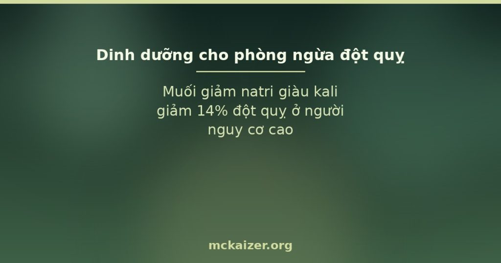 Muối giảm natri giàu kali giảm 14% đột quỵ ở người nguy cơ cao