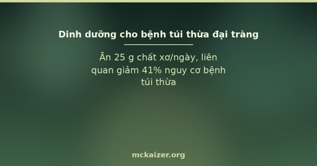 Ăn 25 g chất xơ/ngày, liên quan giảm 41% nguy cơ bệnh túi thừa