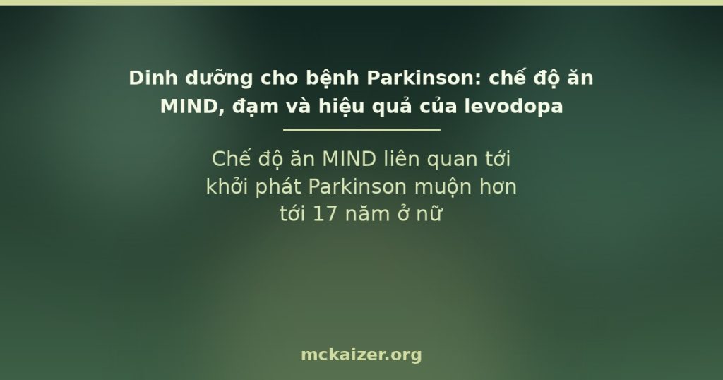Chế độ ăn MIND liên quan tới khởi phát Parkinson muộn hơn tới 17 năm ở nữ
