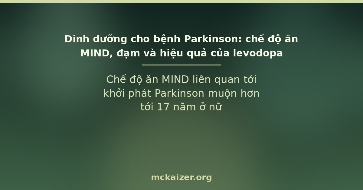 Chế độ ăn MIND liên quan tới khởi phát Parkinson muộn hơn tới 17 năm ở nữ
